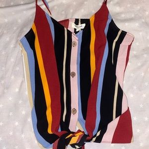 Multicolor tank with tie at bottom
